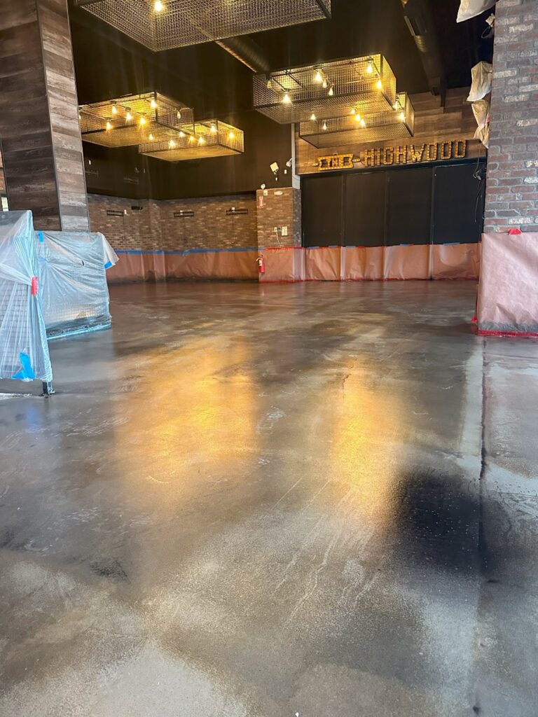 stained concrete floors and self leveling concrete for The Highwood Restaurant Weehawken NJ